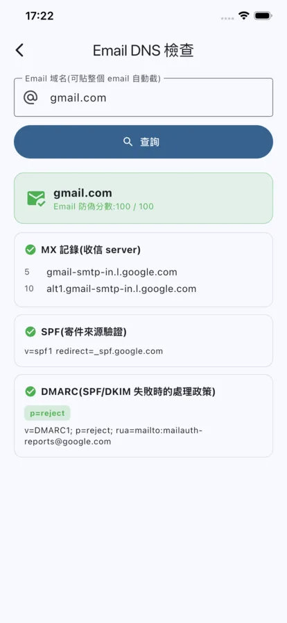 Email DNS 檢查